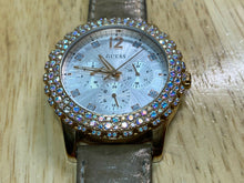 Load image into Gallery viewer, GUESS Lady Gold Tone Steel Rhinestone Analog Quartz Watch Hour~Date Day~New Batt

