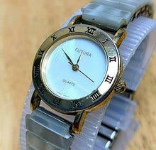 Load image into Gallery viewer, VTG Futura Lady Mother Of  Pearl Stretch Roman Analog Quartz Watch Hour~New Batt
