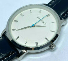 Load image into Gallery viewer, Unused MAESTRO Men Silver White Roman Leather Analog Quartz Watch Hours~New Batt
