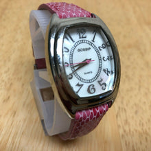 Load image into Gallery viewer, Gossip Lady Silver Barrel MOP Leather Band Analog Quartz Watch Hours~New Battery
