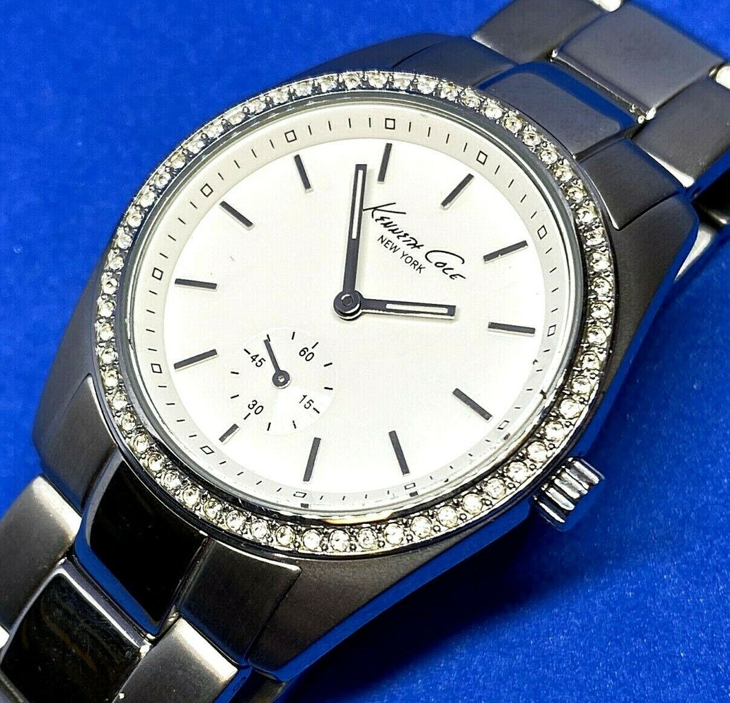Kenneth Cole KC4722 Men Lady Small Second Steel Quartz Watch Hours~New Battery