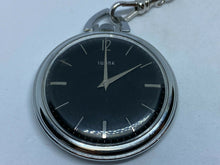 Load image into Gallery viewer, VTG Swank Silver Black Ultra Thin Swiss Hand-Wind Mechanical Pocket Watch Hours
