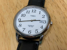 Load image into Gallery viewer, Timex Indiglo Men Silver White Leather Analog Quartz Watch Hour~Date~New Battery
