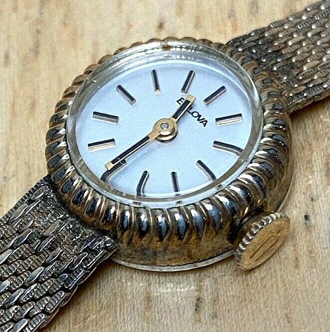 Vintage Bulova Lady 10k Gold Filled Mesh Band Hand-Wind Mechanical Watch Hours