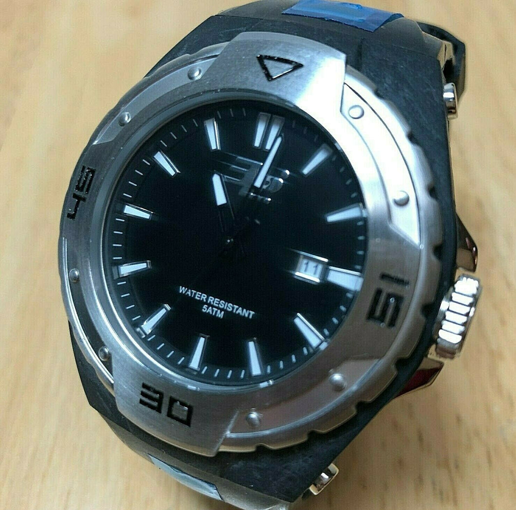 Unused 32 Degrees Men 100m Black Silver Analog Quartz Watch Hour~Date~New Batter