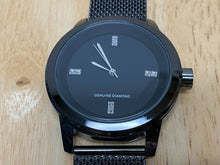 Load image into Gallery viewer, Unused Genuine Diamond Mens All Black Mesh Analog Quartz Watch Hours~New Battery
