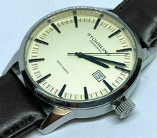 Load image into Gallery viewer, Stuhrling Swiss Men 50m Silver Steel Leather Analog Quartz Watch Hour~New Batter
