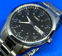 Load image into Gallery viewer, Timex Indiglo Men Silver Black Military Dial Analog Quartz Watch Hours~New Batt
