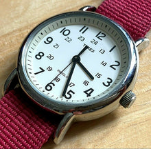 Load image into Gallery viewer, Timex Weekender Indiglo Mens Silver White Analog Quartz Watch Hours~New Battery
