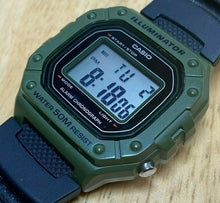 Load image into Gallery viewer, Casio W-218H Men 50m Green Black Digital Alarm Chrono Quartz Watch Hour~New Batt
