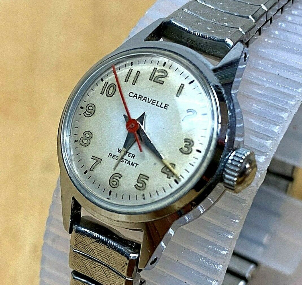 Vintage Caravelle Lady Classic Silver Stretch Hand-Wind Mechanical Watch Hours