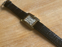 Load image into Gallery viewer, Vintage AK Homme Men Gold Tone Thin Rectangle Analog Quartz Watch Hours~New Batt
