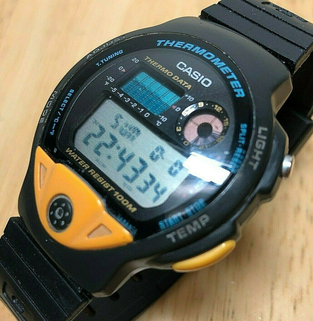 Vintage Casio TS-200 Men Thermometer Digital Chrono Quartz Watch Hour~New Batter