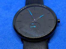 Load image into Gallery viewer, CRRJU Men Small Second All Black Leather Analog Quartz Watch Hours~New Battery
