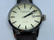 Load image into Gallery viewer, Stuhrling Swiss Men 50m Silver Steel Leather Analog Quartz Watch Hour~New Batter
