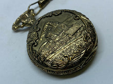 Load image into Gallery viewer, Vintage NHM Men Train Railroad Gold Tone Half-Hunter Hand-Wind Pocket Watch Hour
