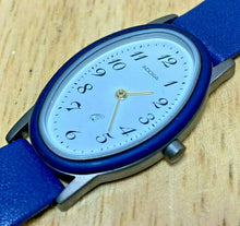Load image into Gallery viewer, Nice Adora Lady Titanium Oval Blue Leather Analog Quartz Watch Hours~New Battery
