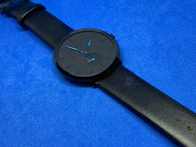 Load image into Gallery viewer, CRRJU Men Small Second All Black Leather Analog Quartz Watch Hours~New Battery

