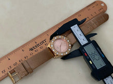 Load image into Gallery viewer, GUESS Lady Gold Tone Large Crystals Leather Analog Quartz Watch Hour~New Battery
