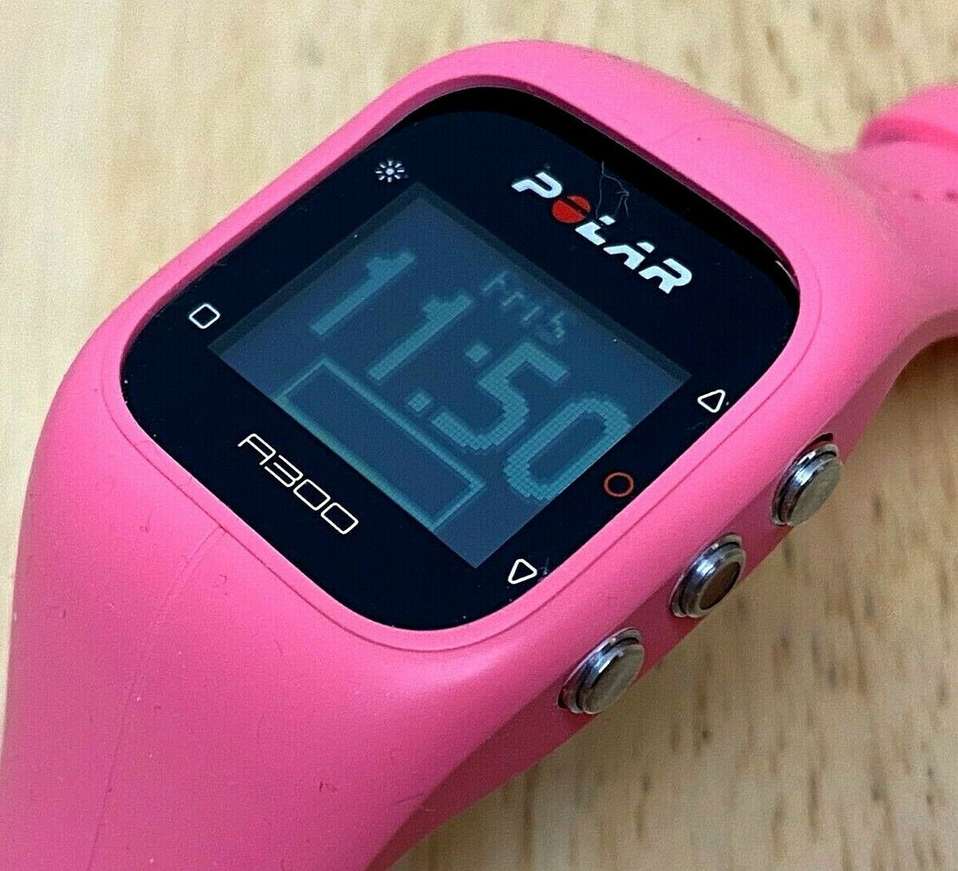 Polar A300 Mens Pink Black Digital GPS Fitness Tracker Quartz Smart Watch Hours