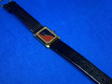 Load image into Gallery viewer, Vintage J&amp;G Gold Tone Rectangle Leather Swiss Hand-Wind Mechanical Watch Hours
