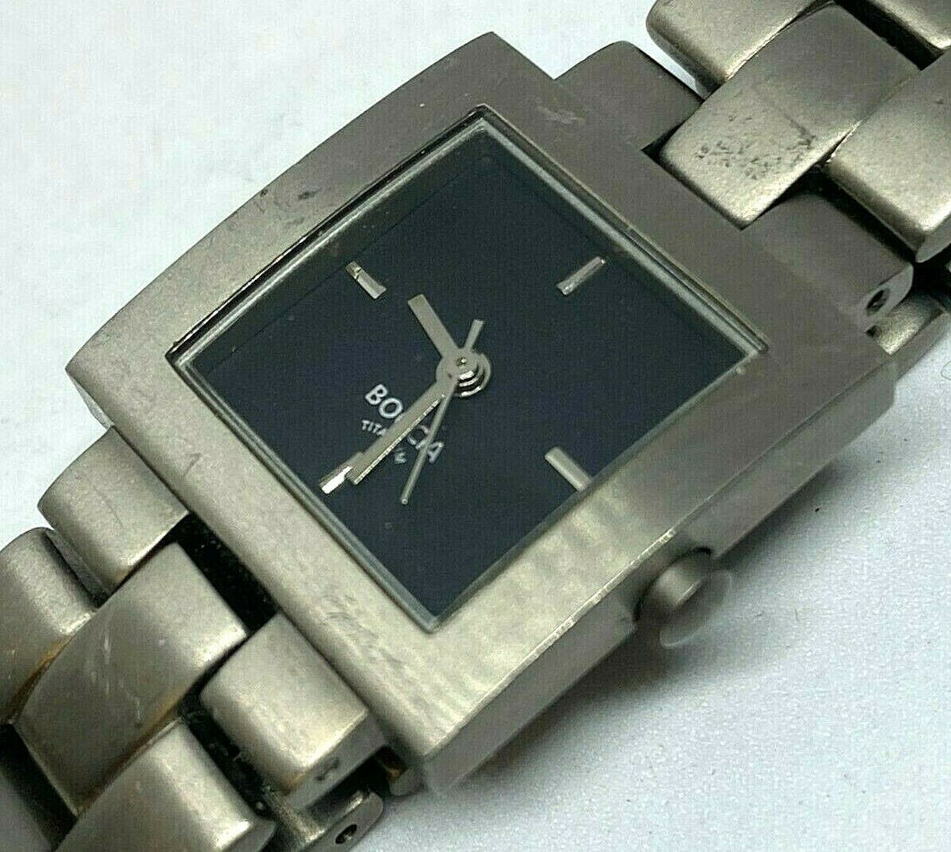 BOCCIA Lady 30m All Solid Titanium Square Analog Quartz Watch Hours~New Battery