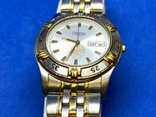 Load image into Gallery viewer, Caravelle Bulova 40C39 Leader Club Mens Dual Tone Quartz Watch Hours~New Battery
