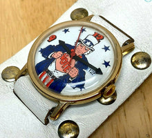 Load image into Gallery viewer, Vintage Uncle Sam Vote By Timex Mens Gold Tone Hand-Wind Mechanical Watch Hours
