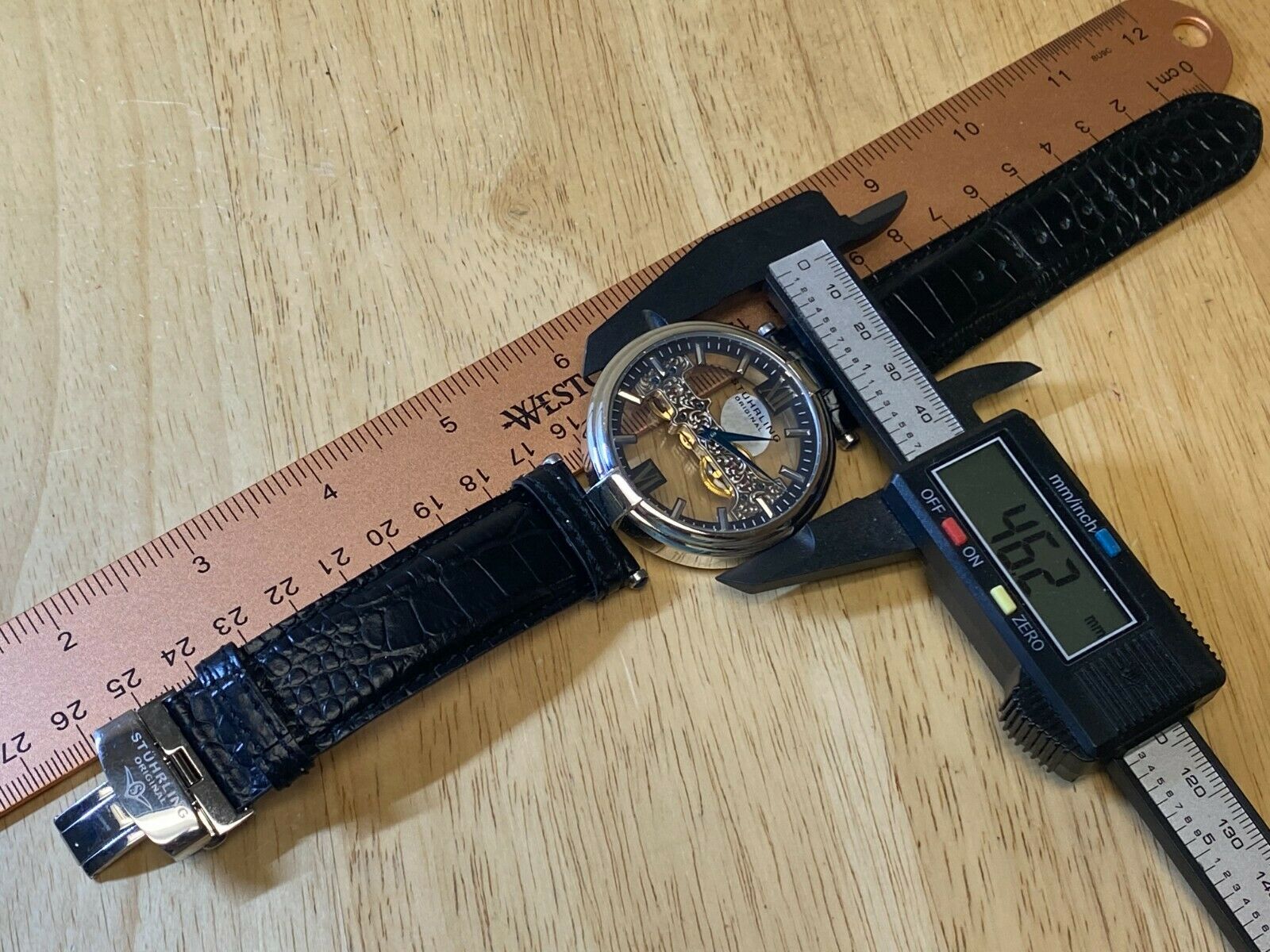 Rare Stuhrling ST-90005 Men 50m 20 Jewel Skeleton Self-Wind