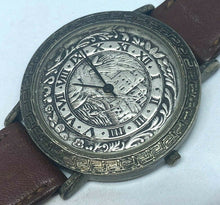 Load image into Gallery viewer, VTG SPC Mens Antique-Finish Silver 3D Dial Analog Quartz Watch Hours~New Battery
