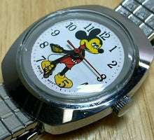 Load image into Gallery viewer, Vintage Swiss Movt Disney Mickey Men Silver Hand-Wind Mechanical Watch Hours
