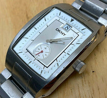 Load image into Gallery viewer, DKNY NY-1320 Men Silver Steel Barrel Small Second Quartz Watch Hours~New Battery
