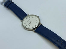 Load image into Gallery viewer, Unused Seaside Men Silver Blue Leather Analog Quartz Watch Hours~New Battery
