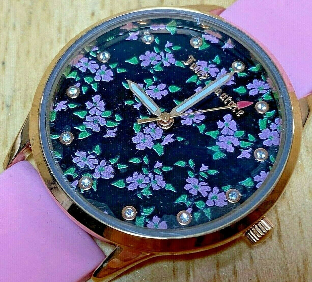 Unused Juicy Couture Black Label Lady Flower Analog Quartz Watch Hour~New Batter