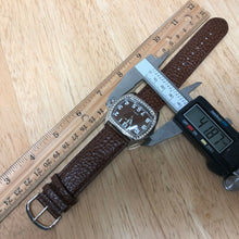 Load image into Gallery viewer, Genevax Men Silver Brown Rhinestone Barrel Analog Quartz Watch Hours~New Battery
