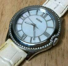 Load image into Gallery viewer, GUESS Steel Lady Silver Rhinestone Leather Analog Quartz Watch Hours~New Battery
