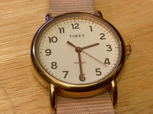 Load image into Gallery viewer, Timex Indiglo Men 30m Rose Gold White Leather Analog Quartz Watch Hours~New Batt
