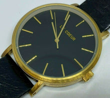 Load image into Gallery viewer, Vintage LE Coeur Men Gold-Black Swiss Movt Analog Quartz Watch Hours~New Battery
