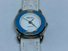Load image into Gallery viewer, Relic ZR36021 Lady Silver White Leather Analog Quartz Watch Hours~New Battery
