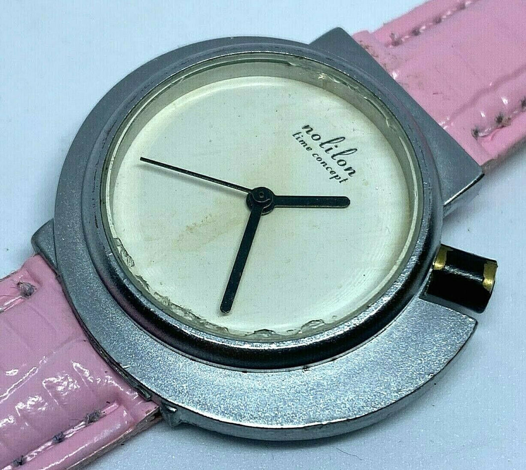 VTG Nolilon Time Concept Lady Unique Shape Analog Quartz Watch Hours~New Battery