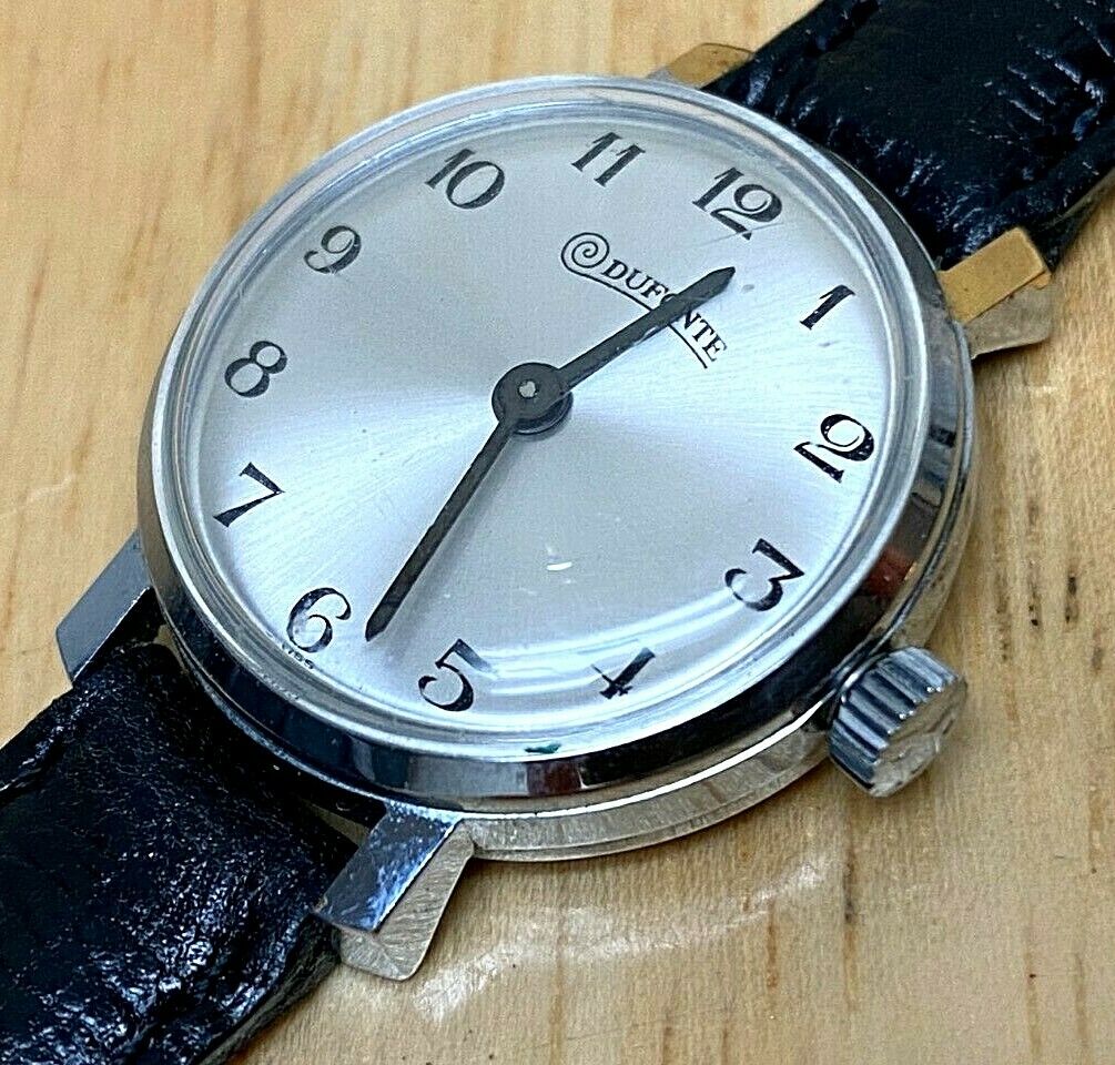Vintage Dufonte Swiss Lady Classic Silver Hand-Wind Mechanical Watch Hours