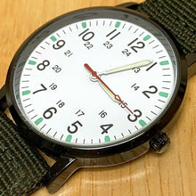 Load image into Gallery viewer, Accutime Mens Black White Military Dial Fabric Analog Quartz Watch Hour~New Batt
