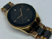 Load image into Gallery viewer, Anne Klein Men Gold Tone Black Real Diamond Analog Quartz Watch Hour~New Batter
