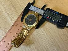 Load image into Gallery viewer, Waltham Mens Gold Tone Black Dial Analog Quartz Watch Hours~Date~New Battery
