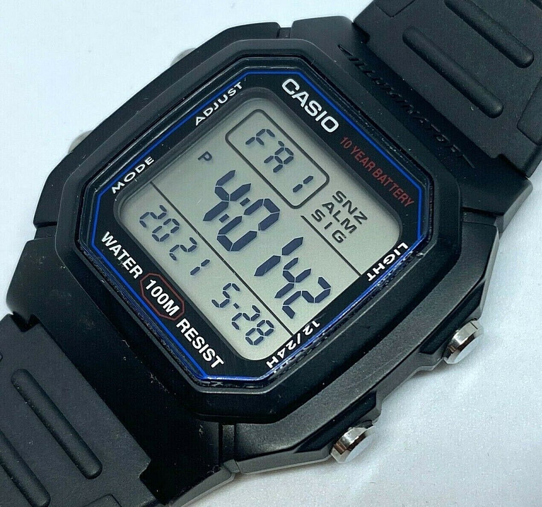 Casio W-800H Men Black Square Digital Alarm Chrono Quartz Watch Hour~New Battery