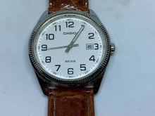 Load image into Gallery viewer, Casio MTP-1302 Men 30m Silver Leather Analog Quartz Watch Hours~Date~New Battery
