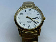 Load image into Gallery viewer, Timex Indiglo Men 30m Gold-White Stretch Analog Quartz Watch Hours~Date~New Batt
