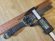Load image into Gallery viewer, Timex Mens 50m Silver Black Leather 43mm Analog Quartz Watch Hours-New Battery
