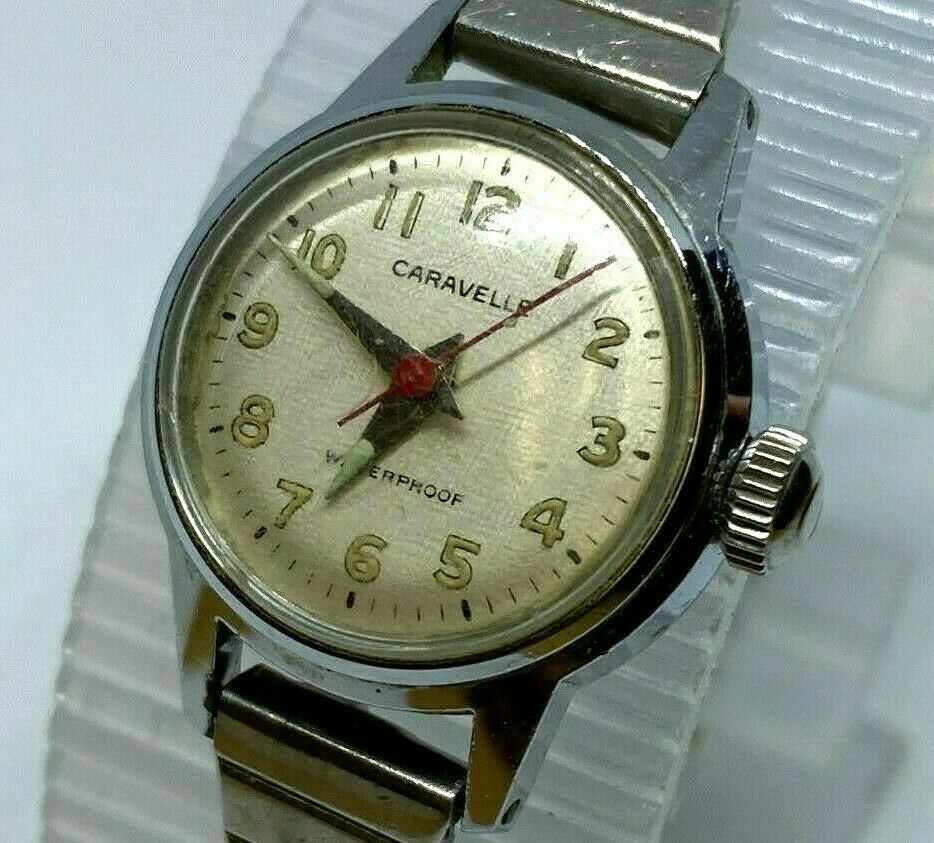 Vintage 66 Caravelle Bulova Lady Silver Stretch Hand-Wind Mechanical Watch Hours