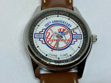 Load image into Gallery viewer, Yankees 100 Anniversary Game Time Men Leather Analog Quartz Watch Hours~New Batt

